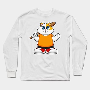 Hamster at Baseball with Baseball bat Long Sleeve T-Shirt